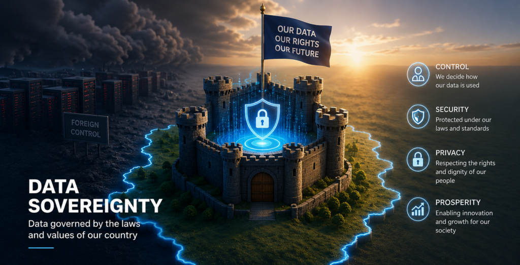 an image of a castle on an island representing data sovereignty